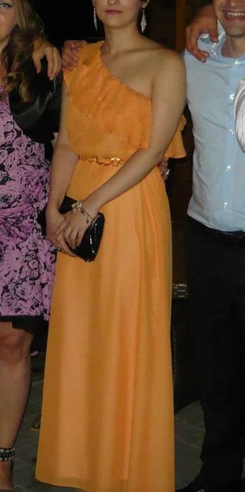 Rochie de seara lunga portocalie