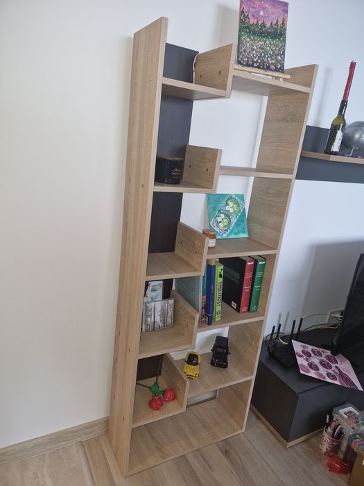 Biblioteca Etajera KringX Ren, 61x22x162 cm, culoare sonoma-wenge