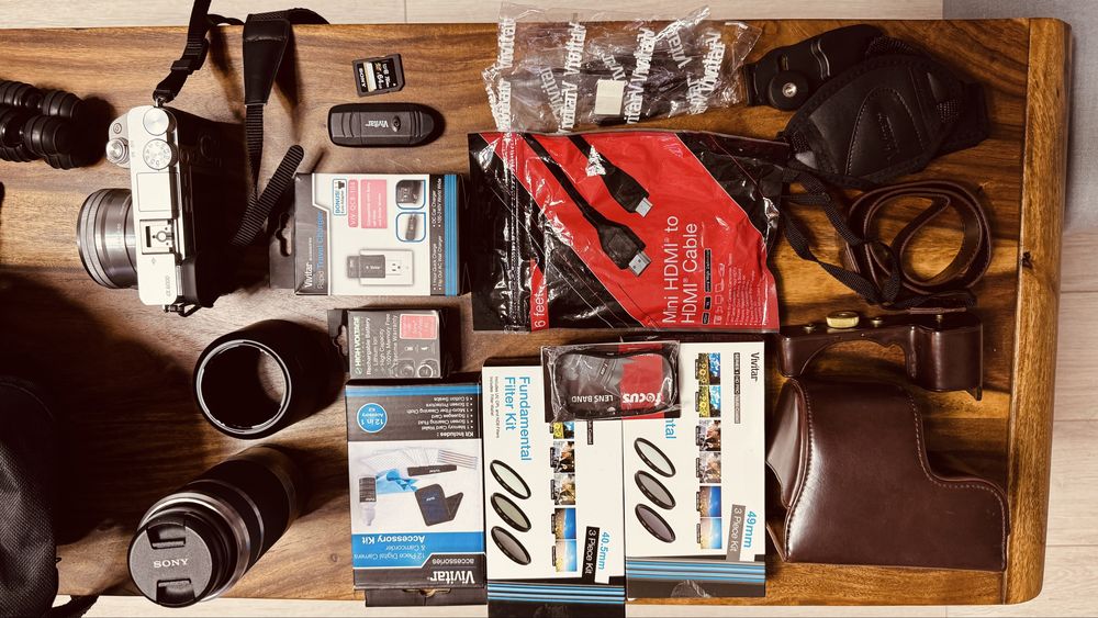Aparat foto Mirrorless Sony Alpha A6000 YB, 24.3MP, Argintiu + Obiectiv 16-50mm + Obiectiv SEL 55-210mm + Kit foto
