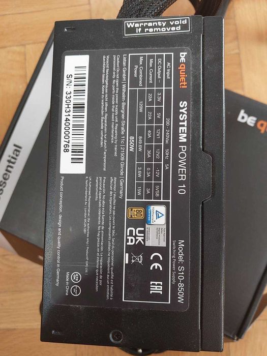 BeQuiet System Power 10, 850W, 80+Gold, Cooler Master MWE