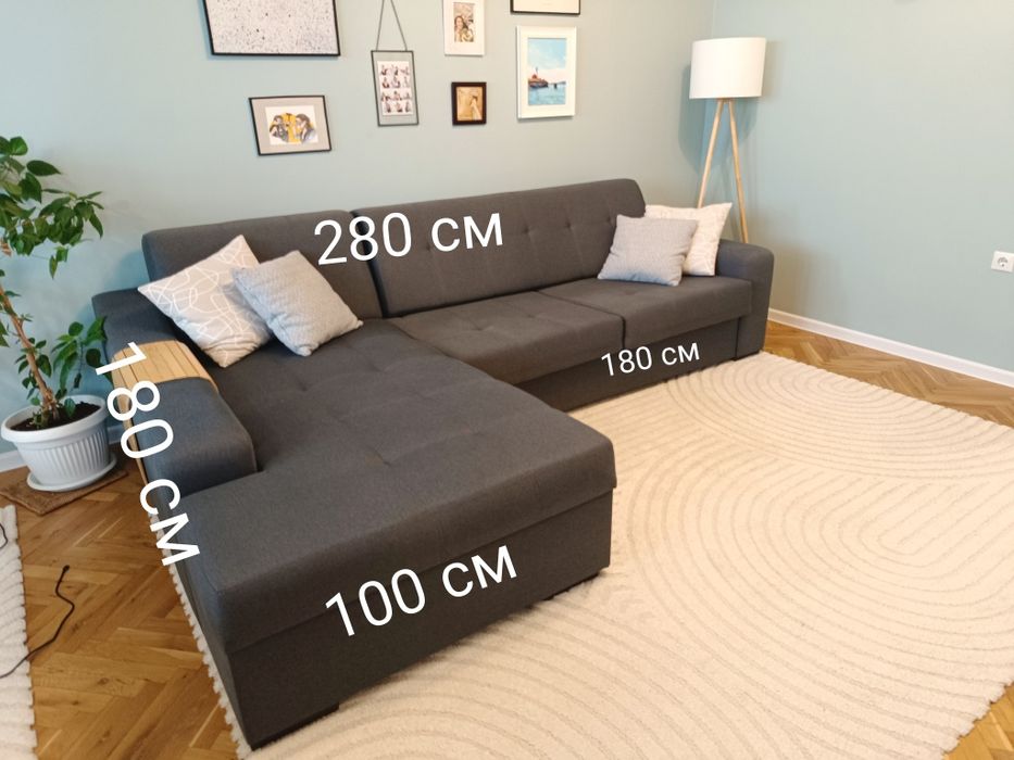 Разтегателен ъглов диван, с ракла. Модел Бернарда