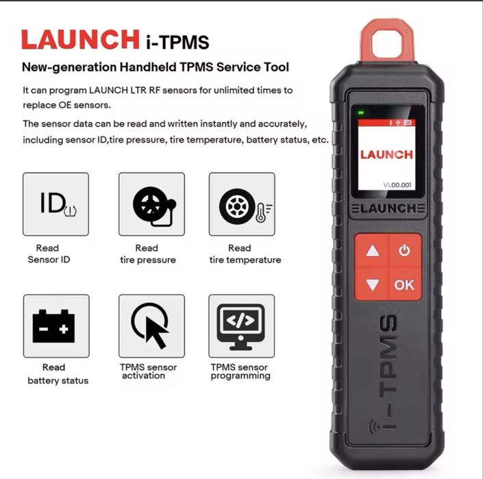 Tester Launch i-TMPS diagnoza codare senzori presiune roti scris