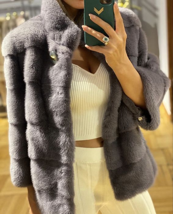 Haină de blană de vizon oversize – Stare excelentă