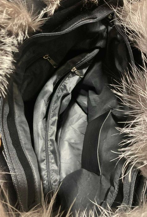 Нова дамска чанта с естествен пух