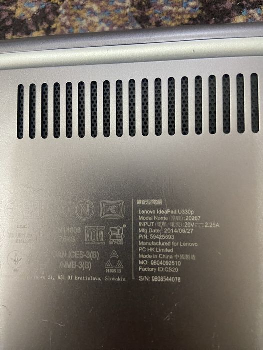 laptop lenovo ideapad U330p ultra slim,procesor i3 gen.a IV-a, 4gb ram