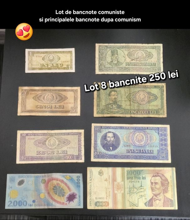 Cadoul perfect! Lot complet bancnote comuniste 4×20  tip coala A4 schi