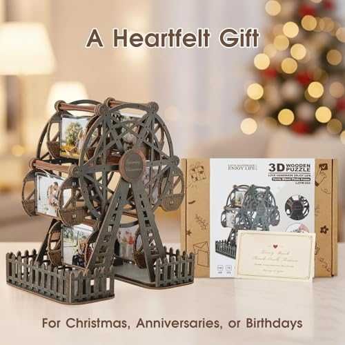 Нова Въртяща 3D рамка за снимки дървен DIY пъзел виенско колело идеален подарък