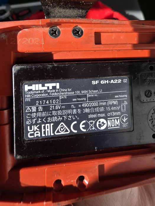 Masina de înșurubat autofiletanta Hilti si cu bătaie SF6H-A22