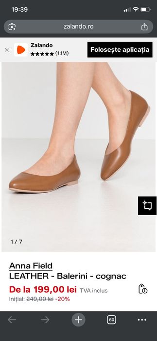 Balerini piele naturala, marime 38