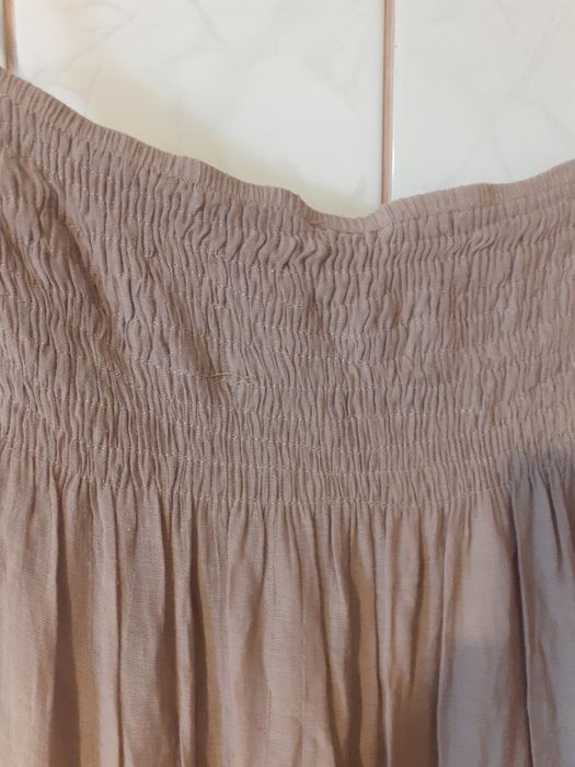 Fustă ampla roz pudră talie pe elastic