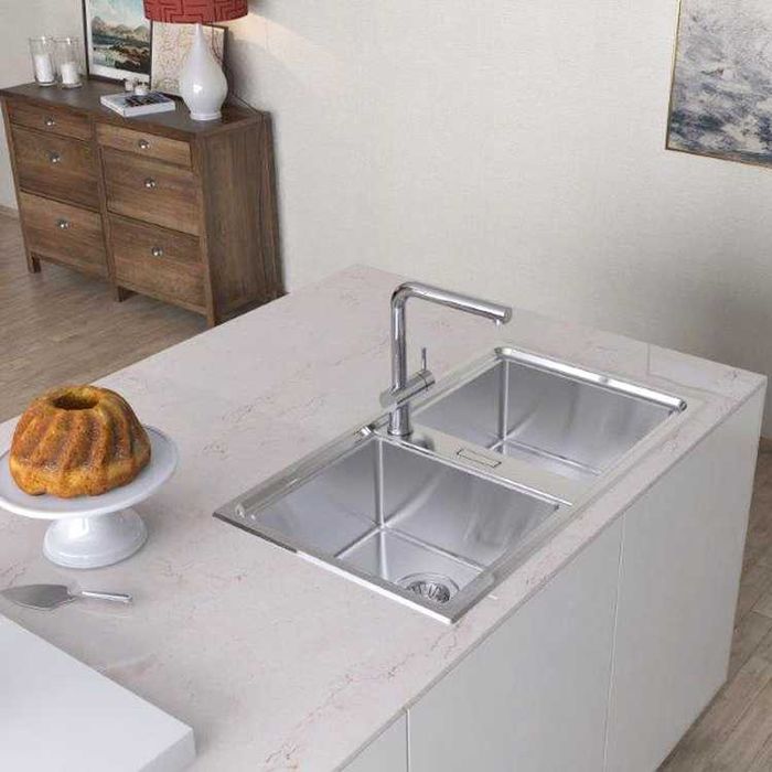 Chiuveta bucatarie cu 2 cuve inox CookingAid FUSION 86BB reversibila