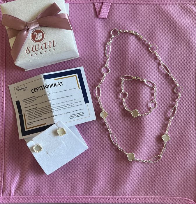 Сребърен комплект Swan Pearls