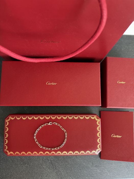 Bratara Cartier Santos din aur alb 18K, small model