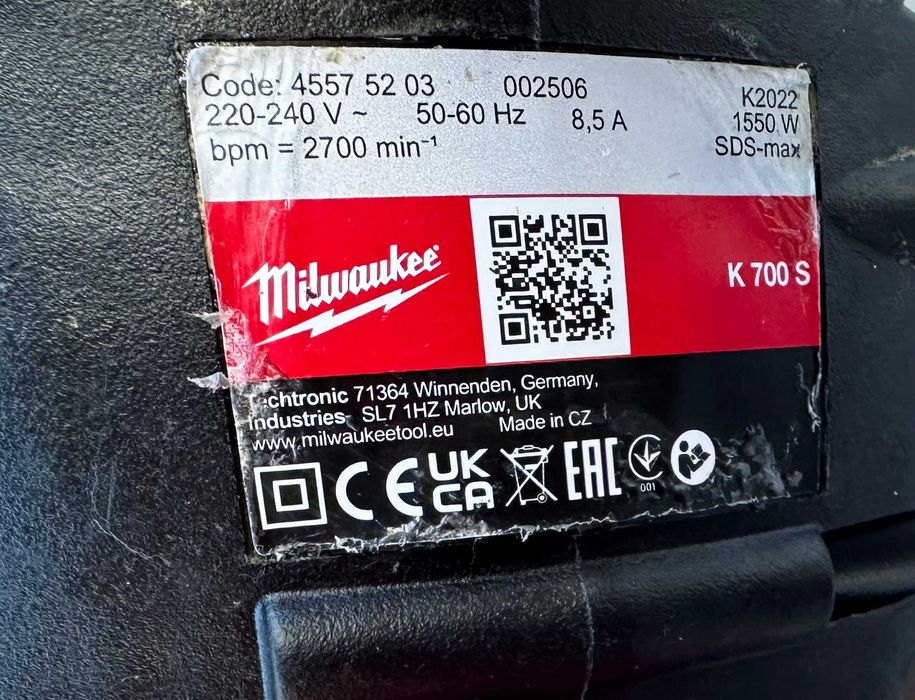 Milwaukee K 700 S - Мощен чист къртач 1550W 12J 2022г.