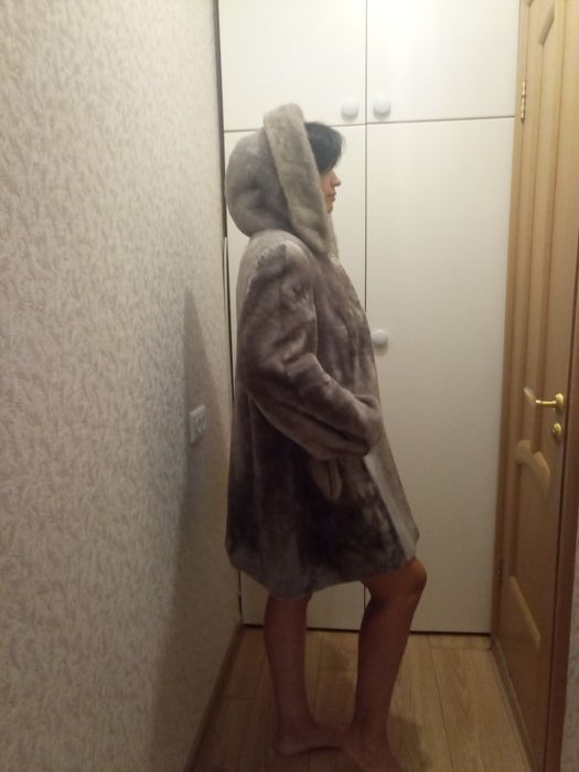 Шуба мутон с капюшоном