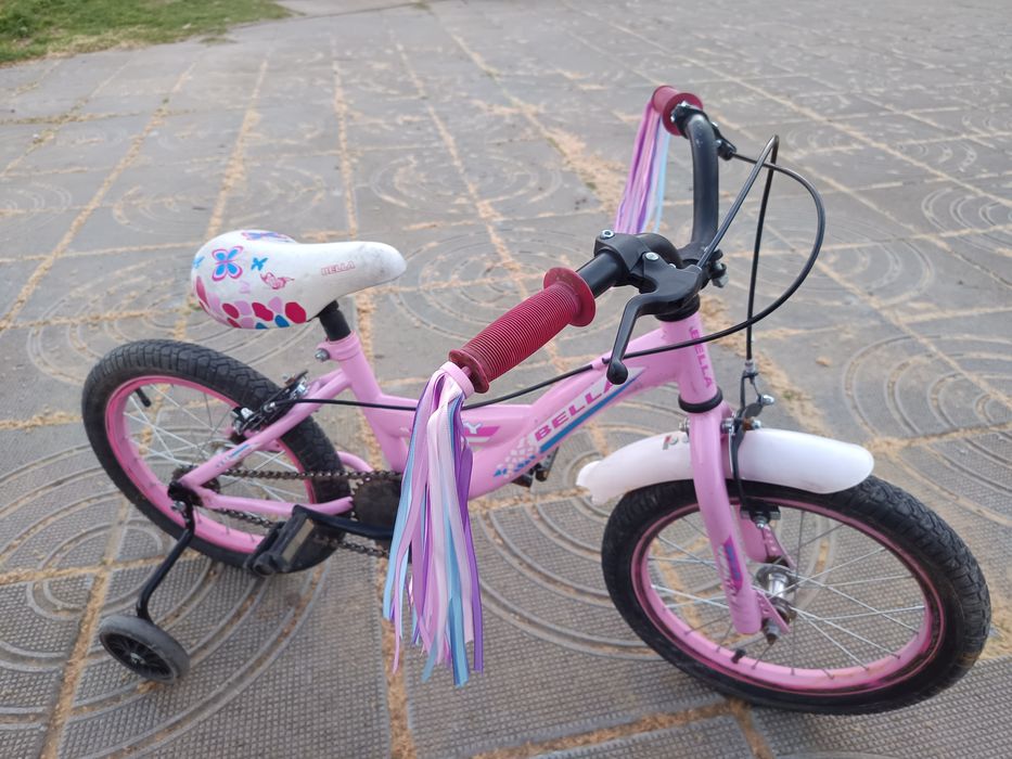 Колело 16цола розово с помощни гуми