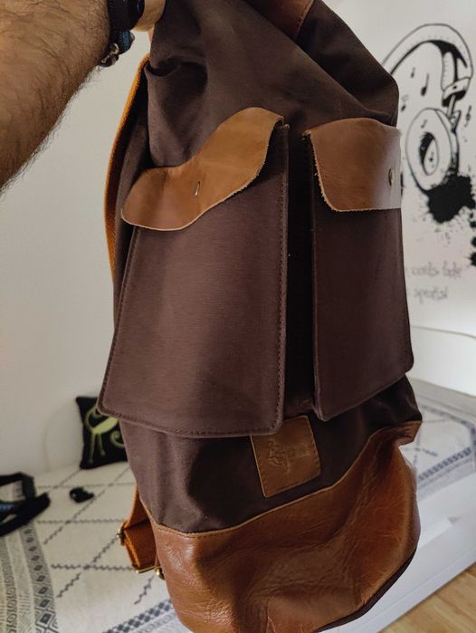 rucsac din piele si canvas