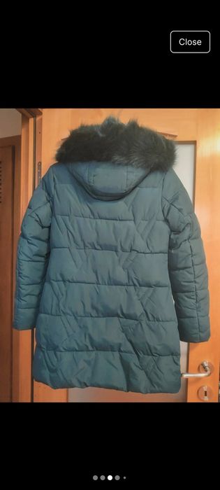 Haina iarna dama / parka verde cu fermoar