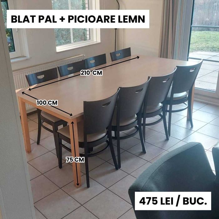 Mese dining din lemn, PAL, metal, diverse dimensiuni