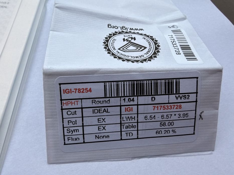 Diamant 1,04 carate Culoare D Claritate VVS2 certificat IGI