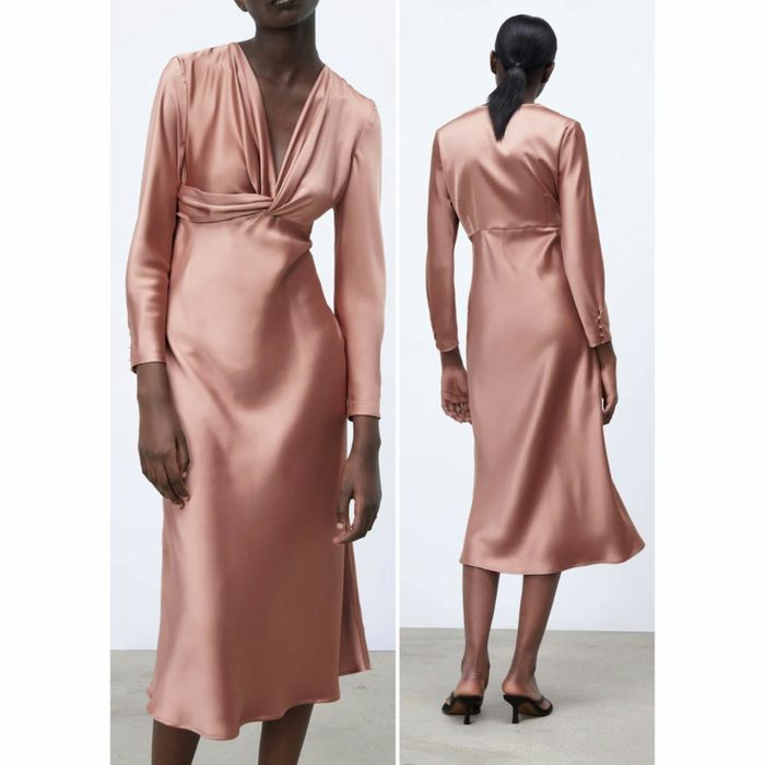 Rochie satin lunga zara M