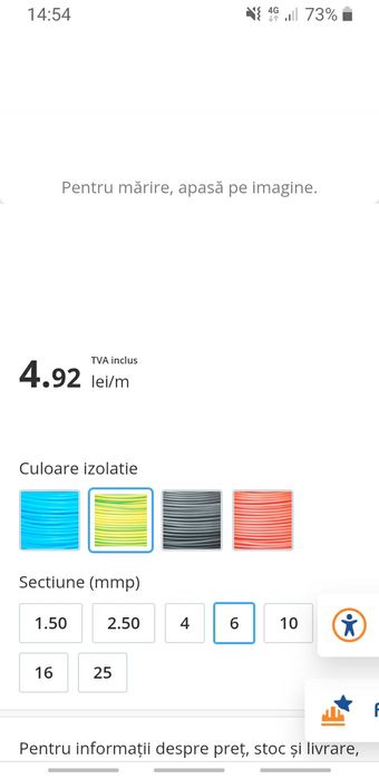 Cablu myf 6mm cupru litat