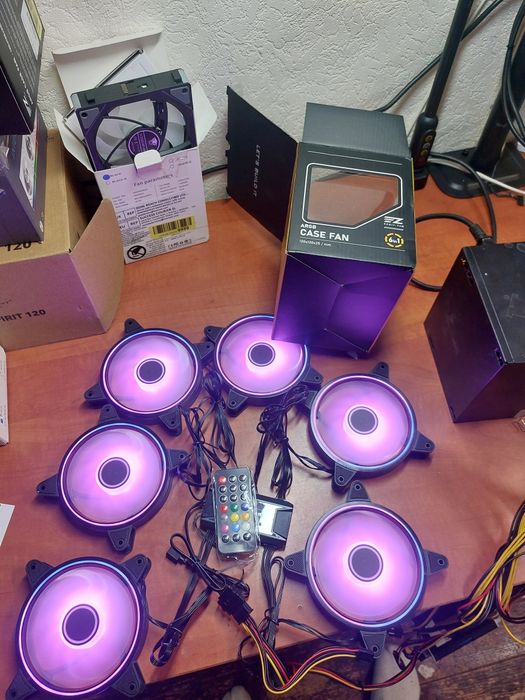 Set ventilatoare argb x6 120mm pack,controller,remote,argb blk,noi!