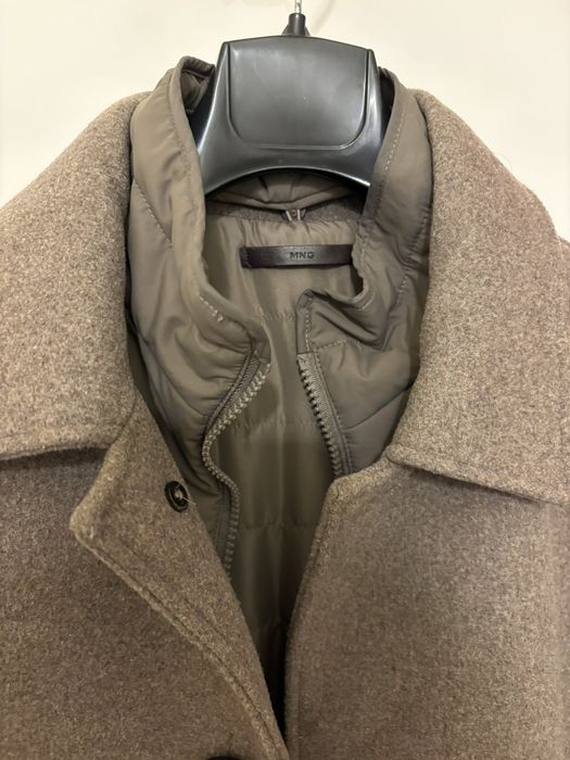 Мъжко вълнено палто в кафяв цвят ХS размер Mango