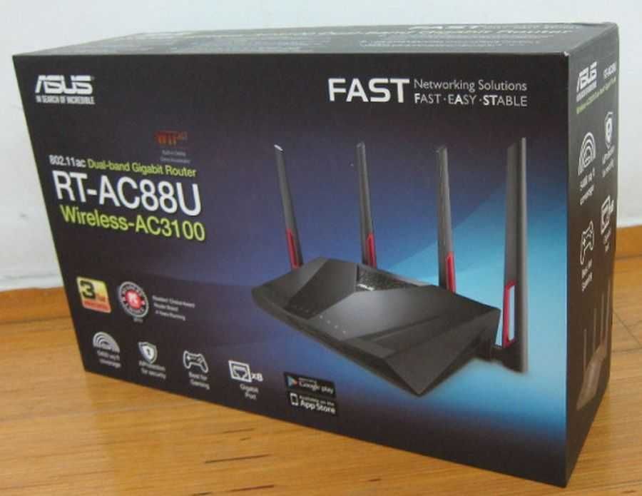 Router Wireless ASUS Gigabit RT-AC88U Dual-Band 1000 + 2167 Mbps VPN Server USB 3.0 nou sigilat