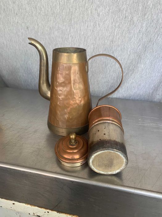 старинен  кана за чай медна