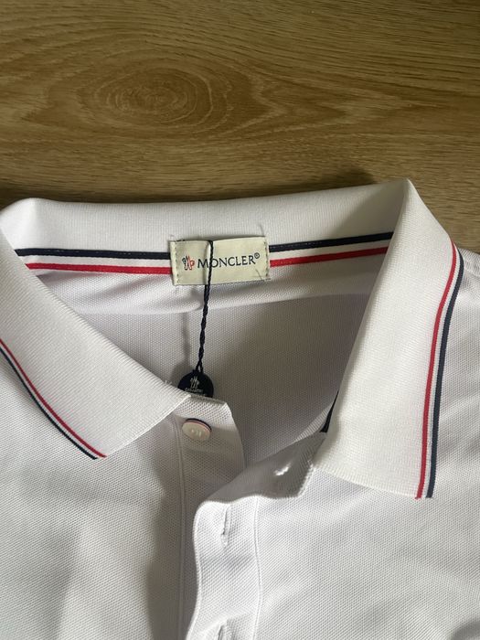 polo moncler alb marimea M
