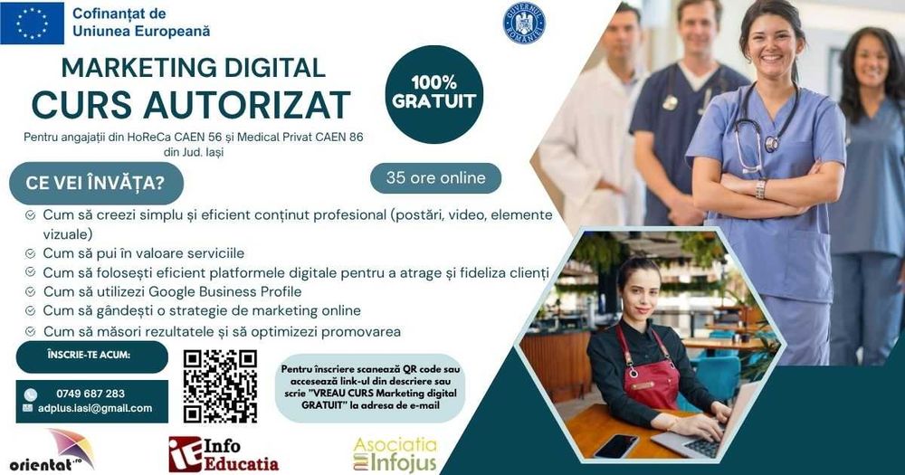 Curs GRATUIT Competențe digitale Creare de conținut digital și Marketing Digital