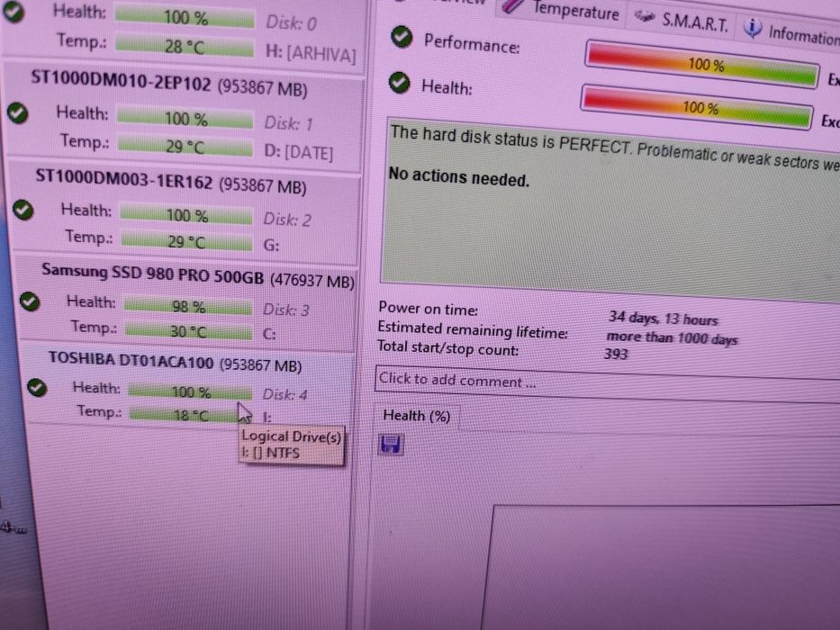 HARD-DISK desktop Toshiba 1tb 100%