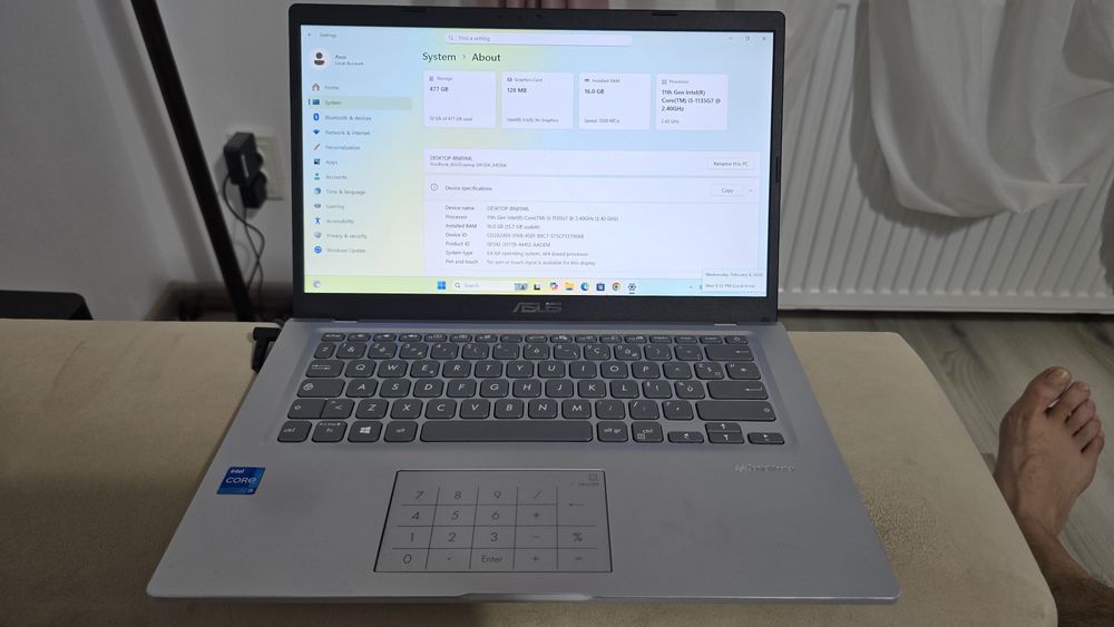 Laptop ultrabook Asus X415, i5 gen11, ecran 14" Fhd, ssd 512, windows1
