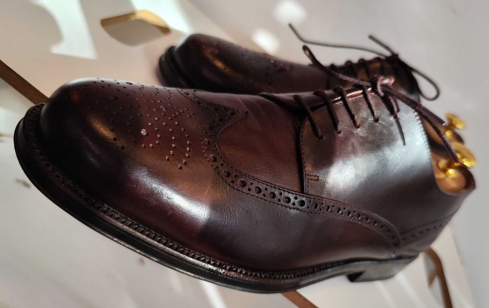 Pantofi derby 42.5 43 brogue Lav Artigianale piele naturala moale