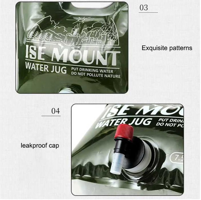 7.5L Сгъваема чанта за вода с кран | Къмпинг, Туризъм, Барбекю