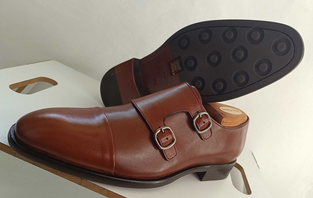 Pantofi de lux 40 monk lucrati manual Minelli NOI piele naturala