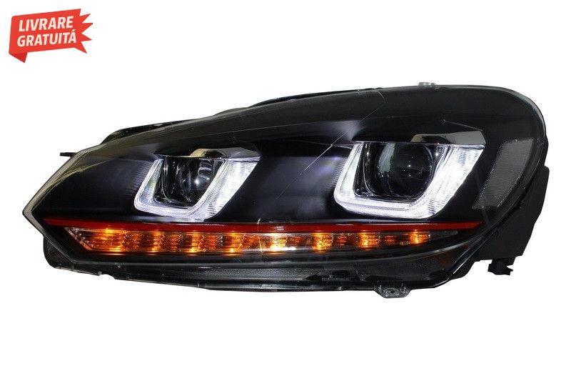 Faruri LED VW Golf 6 VI (2008-2013) Golf 7 3D Design Red Strip GTI LED