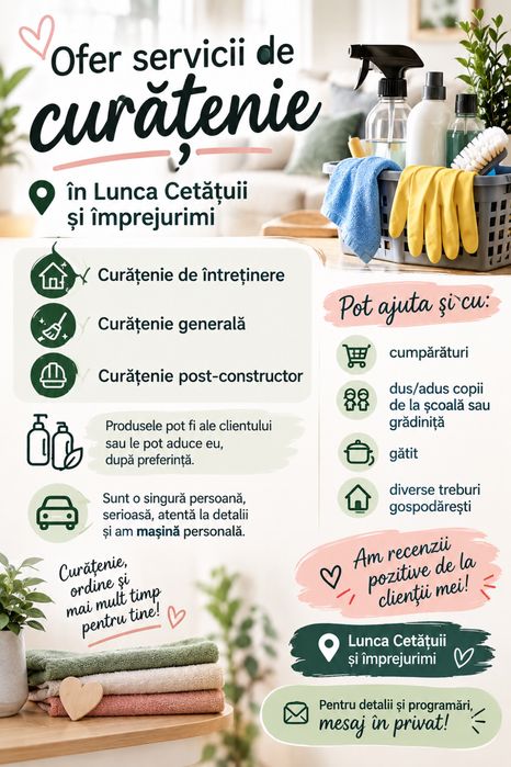 Ofer servicii de curățenie !