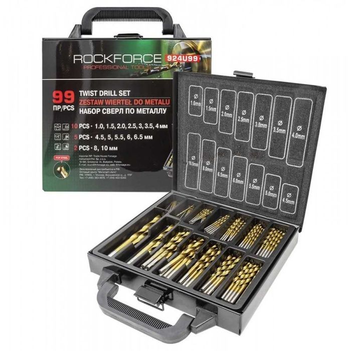 Професионален комплект свредла за метал Rockforce 99 части