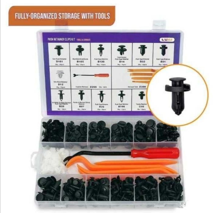 Комплект щипки +инструменти за кори/тапицерия за автомобил 229 части