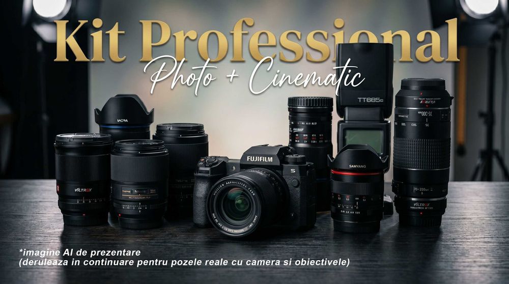 Fujifilm X-H2S Kit complet profesional Obiective F1.4 8mm 13mm 23mm 56mm 65mm 70-300mm Flash