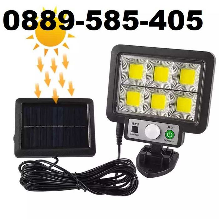 Уникална Соларна Лампа LED 50w Светлина прожектор с дълъг кабел панел