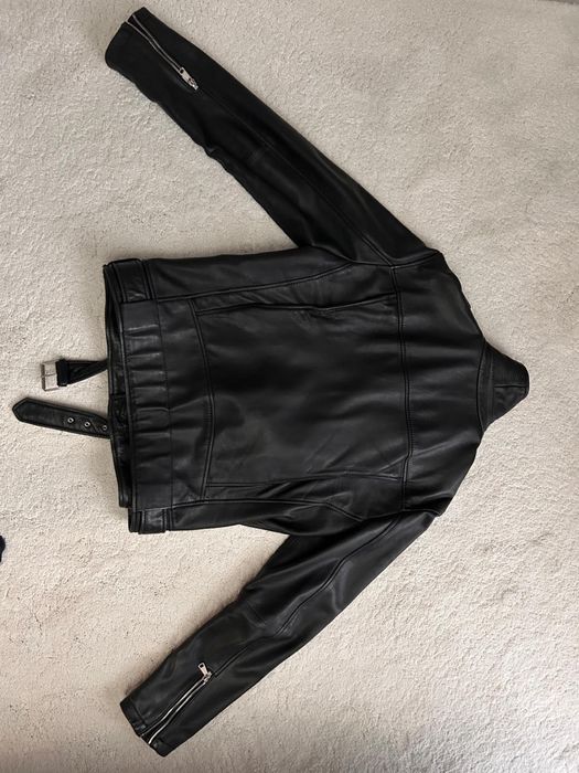 Geaca zara piele naturala stil biker barbati