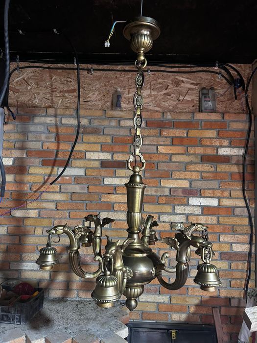 Candelabru Candelab 6 brate alama  lustra bronz vintige