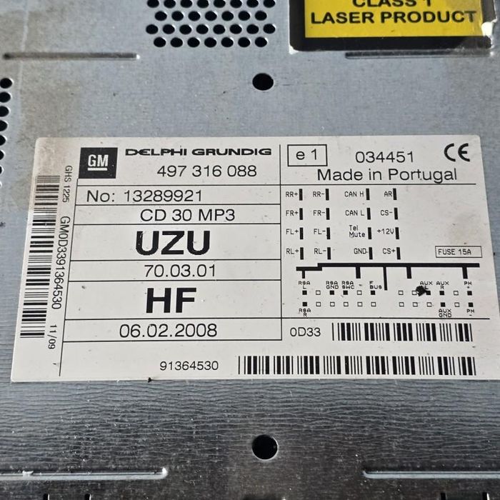 CD Player auto CD 30 MP3 Opel Corsa D