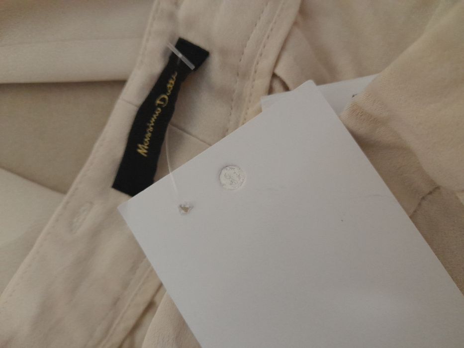 Pantaloni satinati Massimo Dutti din 100% vascoza crem marimea 34