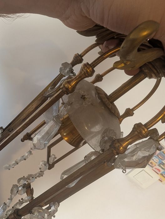 Lustra Bronz si cristale Candelabru vintage aplica obiect iluminat