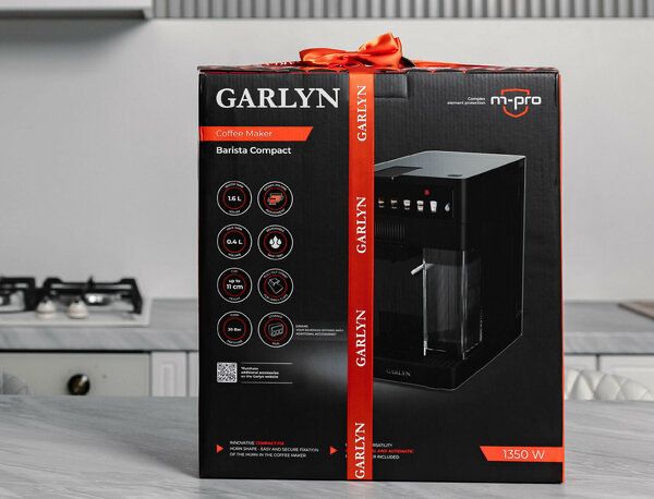Кофеварка Garlyn Barista Compact, 1350 Вт, давление 20 бар, черный