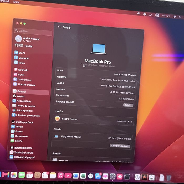 Macbook pro touchbar 2017 A1706